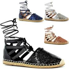Ladies Womens Summer Sandals New Espadrilles Flat Gladiator Fancy Dress Shoes
