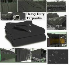 Green Canvas HeavyDuty Cotton Tarpaulin Cover Boat Log Store Roofing Sheet UK
