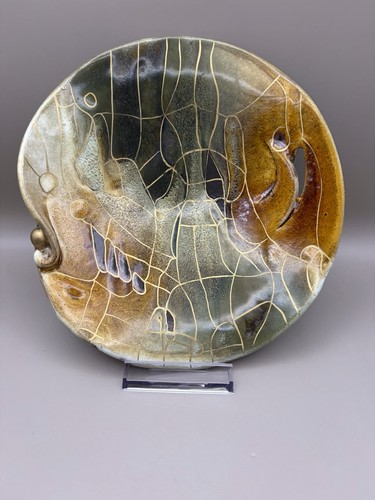 Studio pottery dish gold - studio,