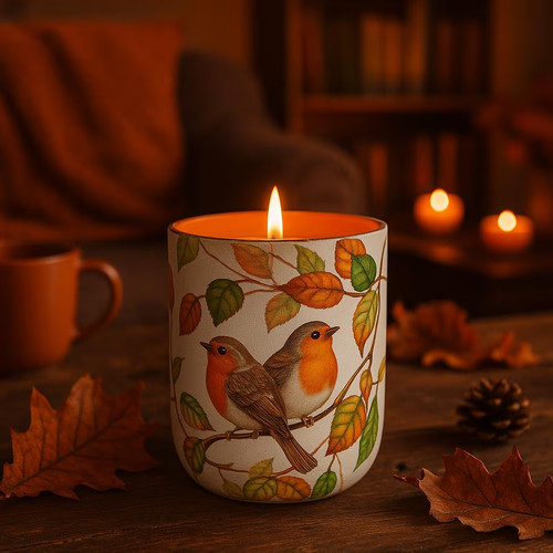 Autumn candle holder robin - holder,,