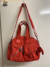 Kipling Defea Red Spacious Crossbody Shoulder Holdall Handbag with Monkey.