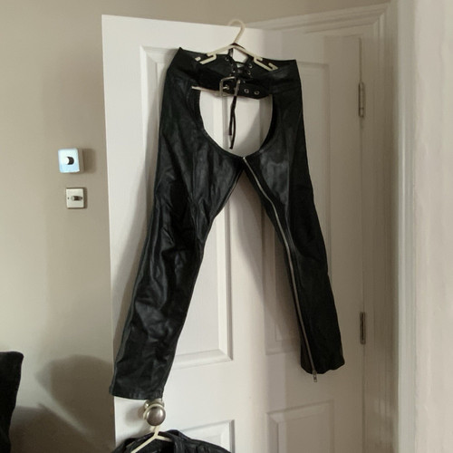 Men black leather chaps - men’s,