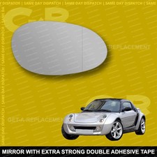 For Smart Roadster wing mirror glass 03-06 Right Driver side with Wide Angle