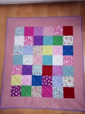 Handmade patchwork quilt cot play unicorn fairy pink new K