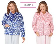 Ladies FLORAL SOFT RIBBED FLEECE ZIP Bedjacket BED JACKET.  NAVY PINK MA38389