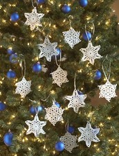 CROCHET PATTERN - 2 STYLES OF LACY SNOWFLAKES DK CHRISTMAS TREE DECORATIONS