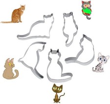 Cookie Cutters, 5 Pcs Cute Cat Shape Cookie Cutter Stainless Steel Biscuits
