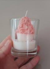 Cupcake unscented small candle glass votive