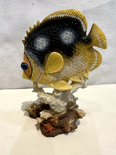 Butterfly Fish on Coral design Aquarium Statue Decoration  - 14cm tall