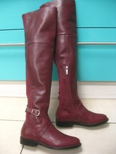 DUO THIGH HIGH BOOTS UK 2 35 SAMANTHA Bordeaux red leather Ted & Muffy wide calf