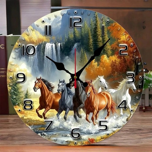 Running horses wooden wall - horses,