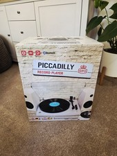 Gpo Piccadilly Record Player - Bluetooth Turntable Speakers White 3-SPEED 
