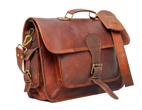 Leather briefcase satchel - leather,