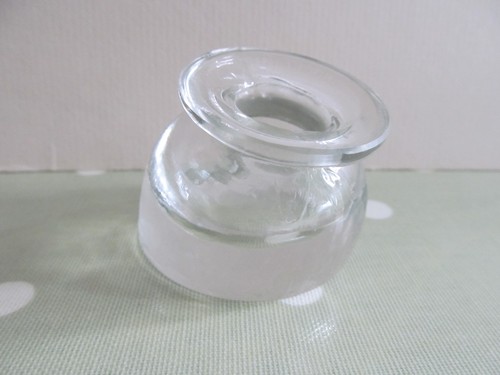 Vintage angled glass ink well - glass,