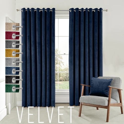 Crushed velvet curtains pair - crushed,
