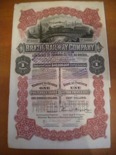 Scripophily vintage brazil - scripophily,