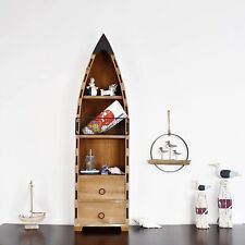 Wooden Hanging Boat Decor with Shelf Drawer Wood Boat Wall Rustic Nautical Decor