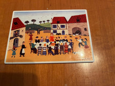 Porcelain Postcard Tile VilboCard Village Festival Scene West Germany Laplau VTG