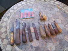 Job Lot Of Old Leather Working Tools  x 12 - For Cleaning And Restoration.