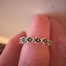 Pandora Ring Size 52 Flower Band Wanda's Garden 925 Sterling Silver ALE S925
