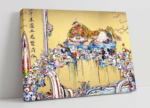 Murakami lion canvas wall art - lion,