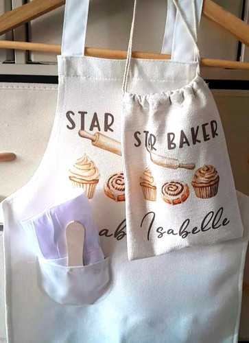 Personalised kids linen apron - personalised,