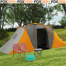 4 6 Man Tunnel Tent 2000mm Waterproof Mesh Windows Ventilation Air Vents FOXDEN