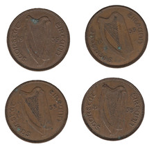 1935 Ireland Half Penny Coins x4 – Irish Harp & Pig with Piglets Bulk Lot