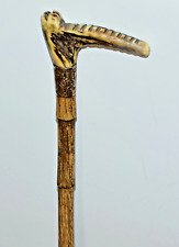 ANTIQUE BAMBOO SHAFT HORSE RIDING CROP WHIP GOLD PLATED COLLAR 71cm