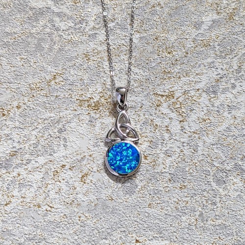 Blue opal celtic triquetra - blue,