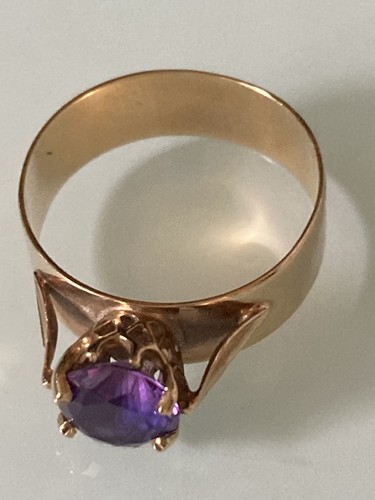 9ct gold amethyst stone ring - 9ct,