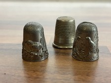 Vintage Birds Flowers Made in England Pewter Thimble x 2 