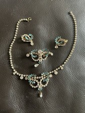 Vintage Diamante Necklace, Brooch & Clip-on Earrings Set