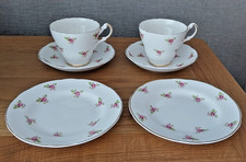 ARGYLE BONE CHINA ROSEBUD PATTERN : 2 x CUPS,  2 x SAUCERS & 2 x SIDE PLATES
