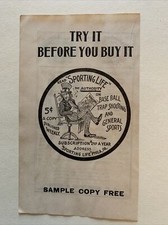 Sporting Life Newspaper Philadelphia Sample Copy 1899 Baseball 4X6 Advertisement