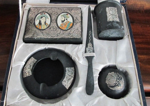 Vintage bidriware desk - set,