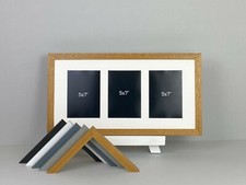 Wooden Multi Aperture photo Frame. Holds Three 7x5" photos. 25x50cm.