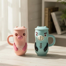 2pcs Pink and Blue Ceramic