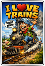 I Love Trains Fridge Magnet