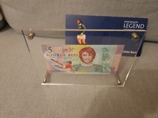 George Best £5 pound note . Perfect Condition AA+ In Acrylic Display Case . New 