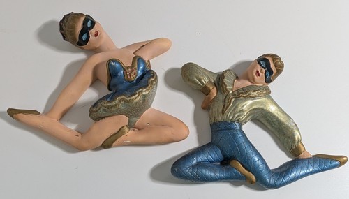 Vintage 1950s chalkware masked - chalkware,