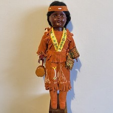 Rare Native American Indian & Baby Sleepy Eyes Doll Sioux? Leather Drum Beads