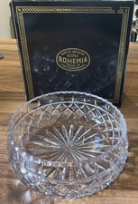 Hand cut lead crystal 24% Pb0 Bohemia Czechoslovakia  bowl in box 