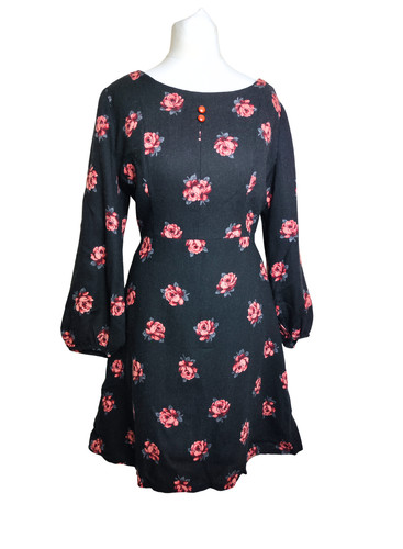 1970s black floral print - black,
