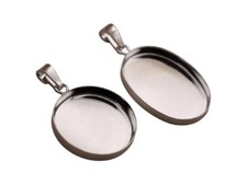 925 Sterling Silver Bezel Pendant Settings with Bail – Round or Oval Blanks