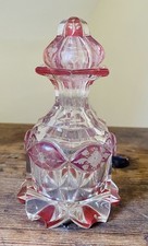 Antique cranberry Cut Glass Perfume Bottle A/F