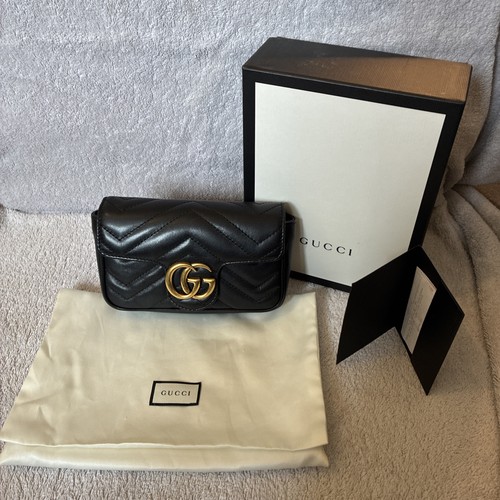 Gucci marmont black leather - black,