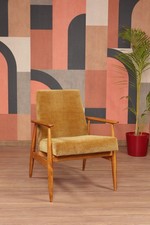 Scandinavian Armchair Golden Velvet Mid Century Modern Design By H. Lis 300-190