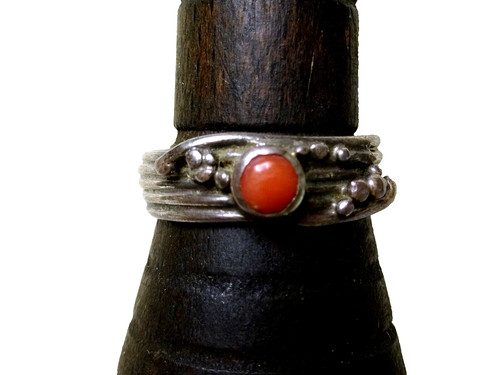 Silver coral ring dainty - ring,