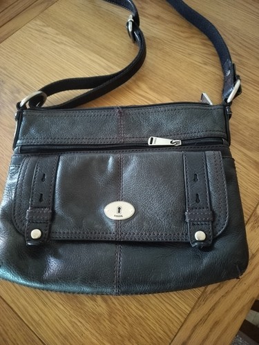Fossil black leather crossbody - black,
